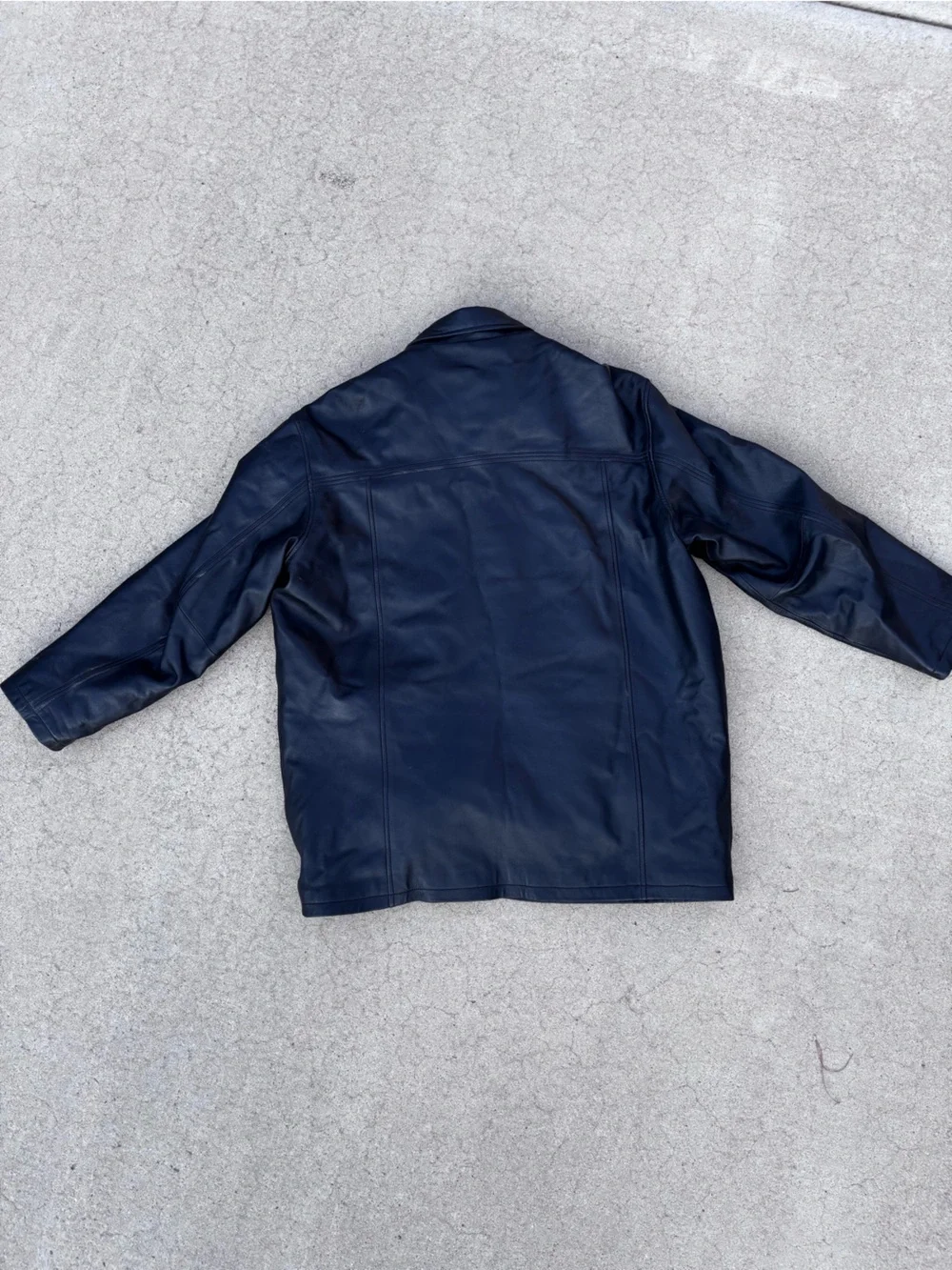 Weatherproof Men's Black Leather Pea Coat